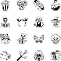 Collection of Sketchy Style Scary Icons vector