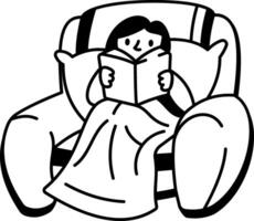 Doodle style icon of cozy reading vector