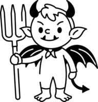 A sketchy style icon of tiny demon vector