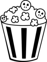 A doodle style icon of spooky popcorn vector
