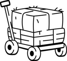 Hand drawn style icon of hayride wagone vector