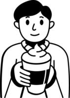 Drinking spice icon latte in doodle style vector
