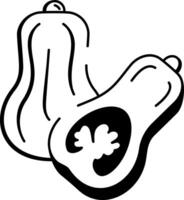 Butternut squash icon in doodle style vector