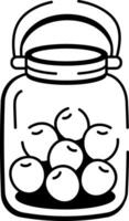 Canning jar icon in doodle style vector