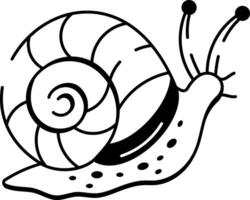 A hand drawn style icon of snail vector