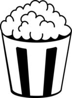A sketchy style icon showing a popcorn bucket vector