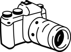 A sketchy style icon depicting a camera vector
