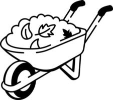 A hand drawn style icon of wheelbarrow vector