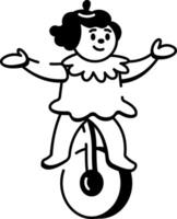 A hand drawn style icon depicting a unicyclist performing tricks vector