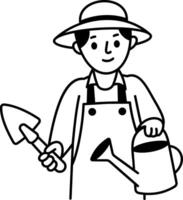 A hand drawn style icon of gardener vector