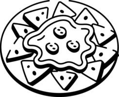 A doodle style icon illustrating nachos with cheese topping vector