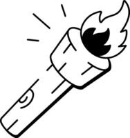 A hand drawn style icon of torch stick vector