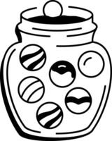 A doodle style icon depicting a candy jar container vector