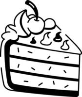 A hand drawn style icon showing a cake slice vector