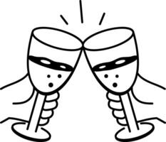 An icon of clinking glasses designed in doodle style vector