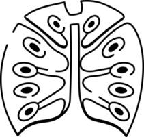 An icon depicting leaf structure designed in sketchy style vector