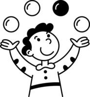A hand drawn style icon showing a juggling performance act vector