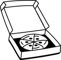 An icon of a pizza box designed in doodle style vector