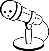 A sketchy style icon depicting a microphone on stand vector