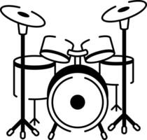 A hand drawn style icon showing a full drum set vector