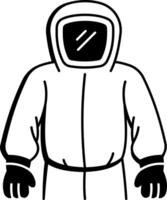 A hand drawn style icon depicting a biohazard suit vector