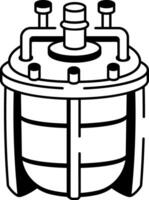An icon of a bioreactor vessel designed in hand drawn style vector