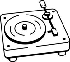 A doodle style icon showing a dj turntable setup vector