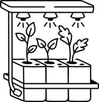 A hand drawn style icon illustrating hydroponics farming technique vector