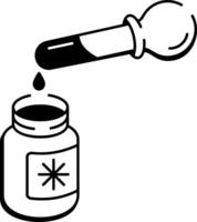 A drawing style icon showing a pipette laboratory tool vector