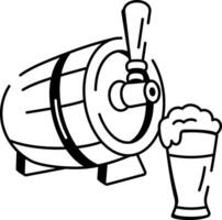 A doodle style icon representing a beer barrel container vector