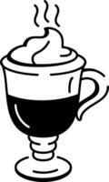 A sketchy style icon showing a hot cocoa mug vector