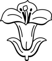 A doodle style icon showing flower reproductive system diagram vector