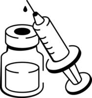 A hand drawn style icon symbolizing a vaccination vial design vector