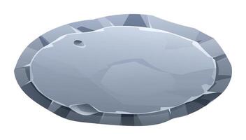 Oval stone board with sharp jagged edges and rough surface, giving it a fractured look. Stone banner element for game and web. Ui or gui design element. Cartoon illustration vector