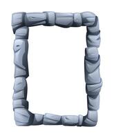 Rectangular stone frame made of jagged stone pieces, enclosing a blank space in the middle. Cartoon illustration vector