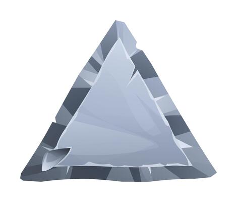 Triangular stone board with sharp edges and rough surface. Stone element for game and web. Ui or gui design element. Cartoon illustration