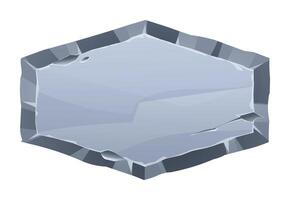 Stone board with cracks and jagged edges, with a fractured surface. Stone banner element for game and web. Cartoon illustration vector