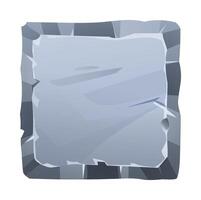 Square stone board with sharp jagged edges and rough surface, giving it a fractured look. Stone banner element for game and web. Ui or gui design element. Cartoon illustration vector