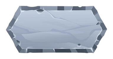Stone board with rough surfaces and sharp jagged edges. Stone banner element for game and web. Ui or gui design element. Cartoon illustration vector