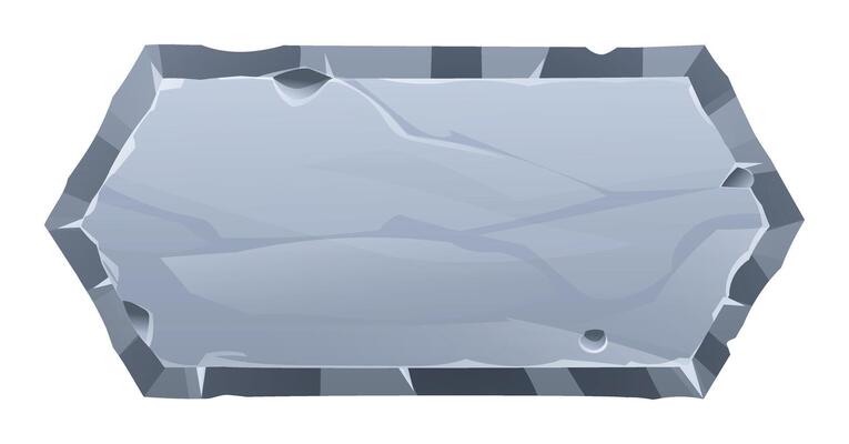 Stone board with rough surfaces and sharp jagged edges. Stone banner element for game and web. Ui or gui design element. Cartoon illustration