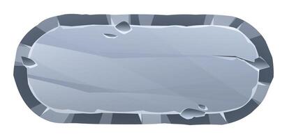Rounded rectangle stone board with a rough surface, surrounded by sharp jagged edges. Stone banner element for game and web. Ui or gui design element. Cartoon illustration vector