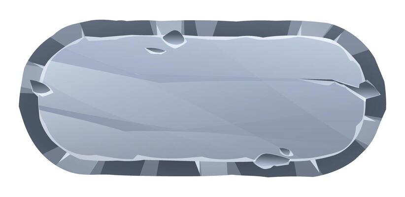 Rounded rectangle stone board with a rough surface, surrounded by sharp jagged edges. Stone banner element for game and web. Ui or gui design element. Cartoon illustration