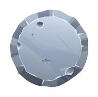 Round stone board with sharp jagged edges and rough surface, giving it a fractured look. Stone banner element for game and web. Ui or gui design element. Cartoon illustration vector