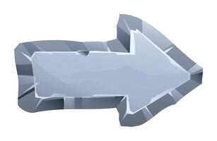 Arrow stone board with sharp jagged edges and rough surface, giving it a fractured look. Stone element for game and web. Ui or gui design element. Cartoon illustration vector