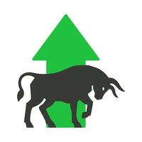 Bull symbolizing market growth with upward arrow vector