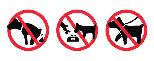 Prohibited dog behavior signs for public spaces vector