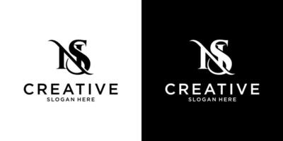 NS or SN initial letter logo design template vector