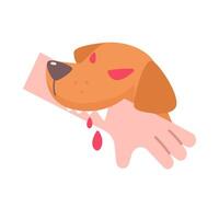 A hand being bitten by a dog until blood is dripping. A concept of rabies prevention. vector