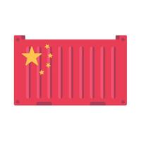 Red shipping container with Chinese flag design vector