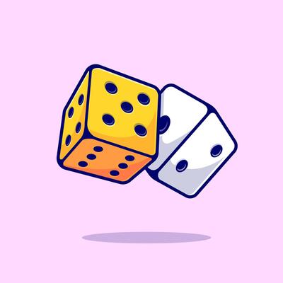 Dice Floating Cartoon Illustration